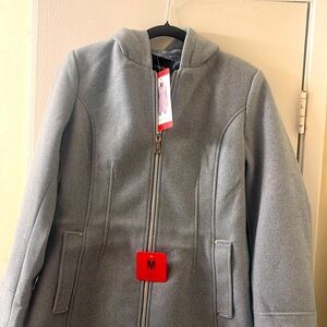 Wool jacket hoodie with two pockets